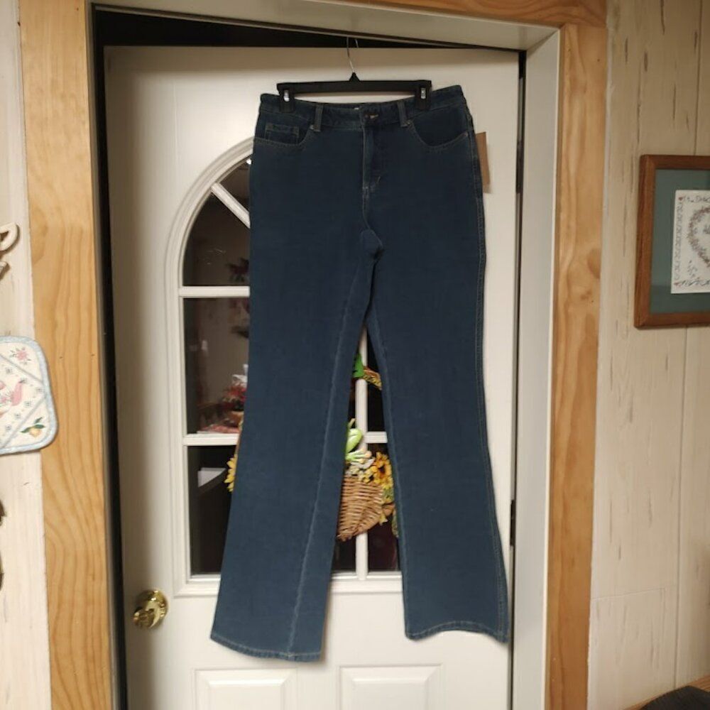 New Coldwater Creek Blue Knit Stretch Denim Bootcut Size Women's 8